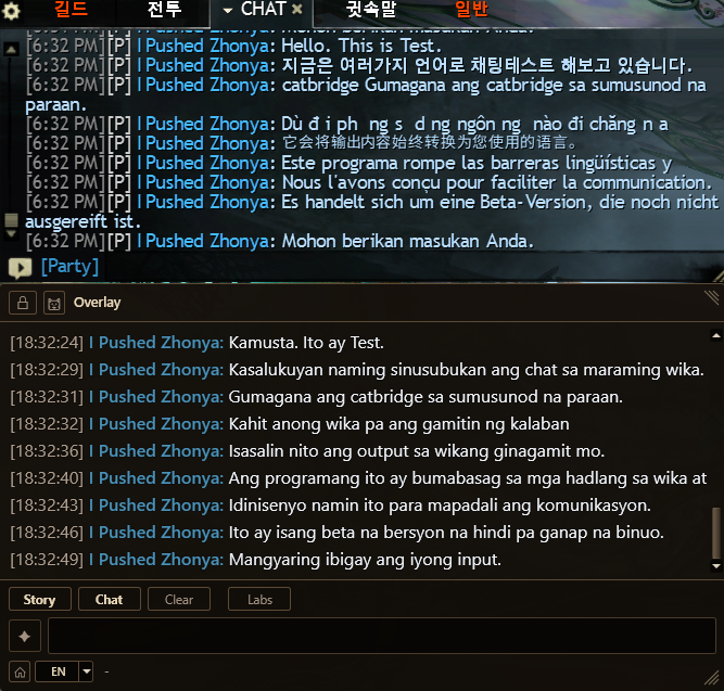 Party chat translated into Filipino