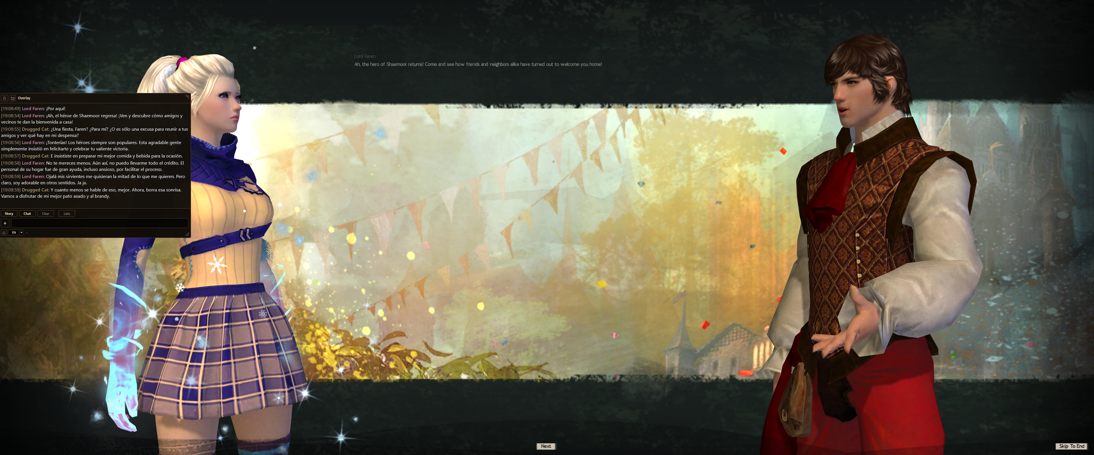 Spanish story translation by a free machine translation engine, full scene